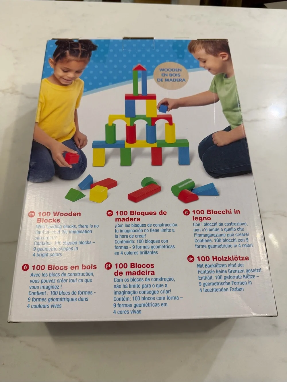Melissa & Doug Wooden Building Blocks Set - Red, Blue, Green, Yellow